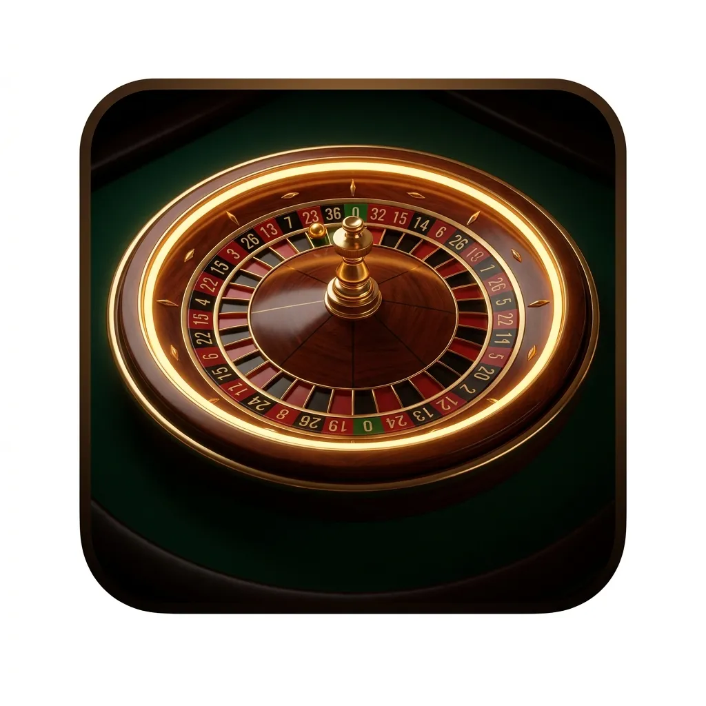 Glossy cinematic 3D render of a single-zero roulette wheel viewed from above on dark green felt with warm gold rim lighting a